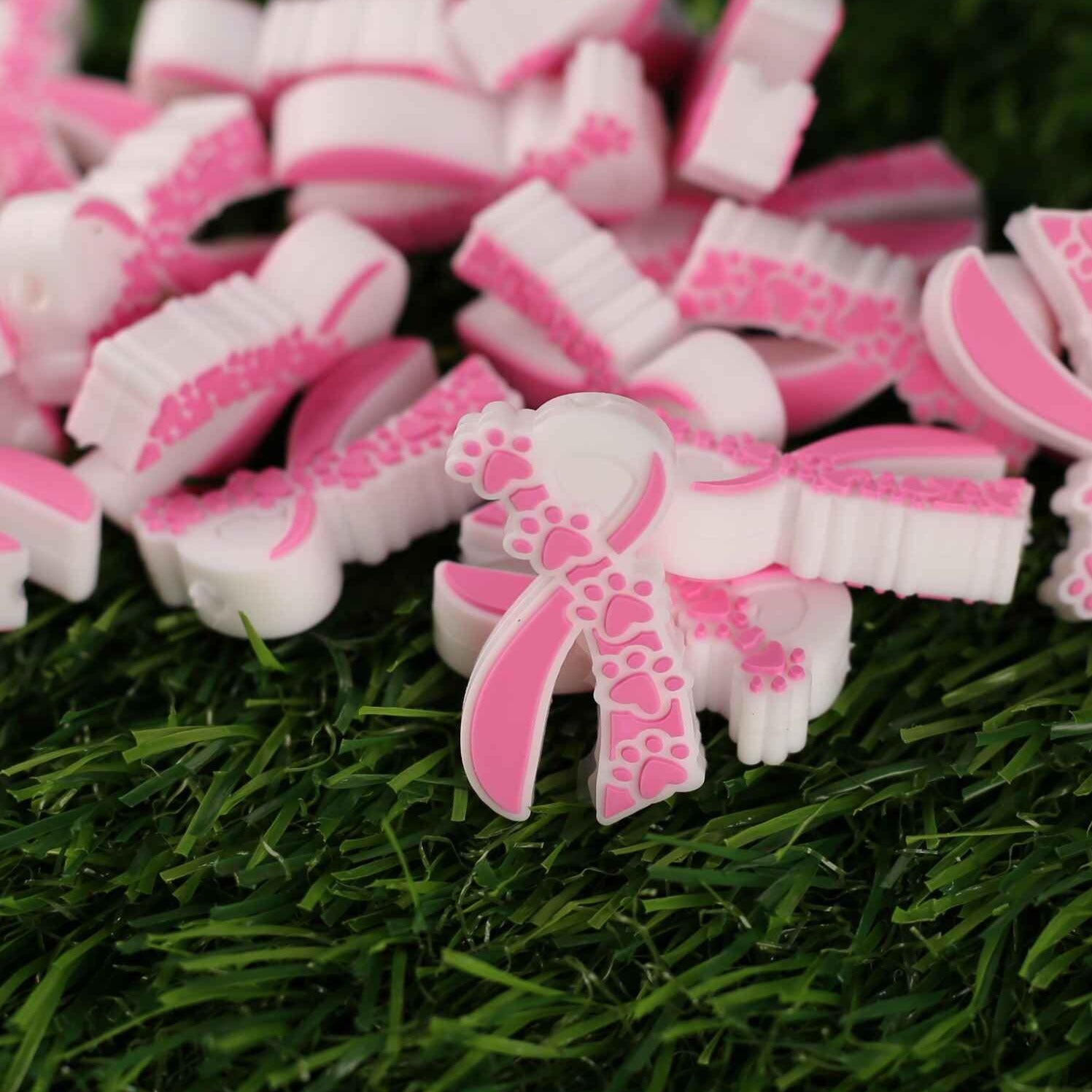 Dog Paw Breast Cancer Ribbon 2ct