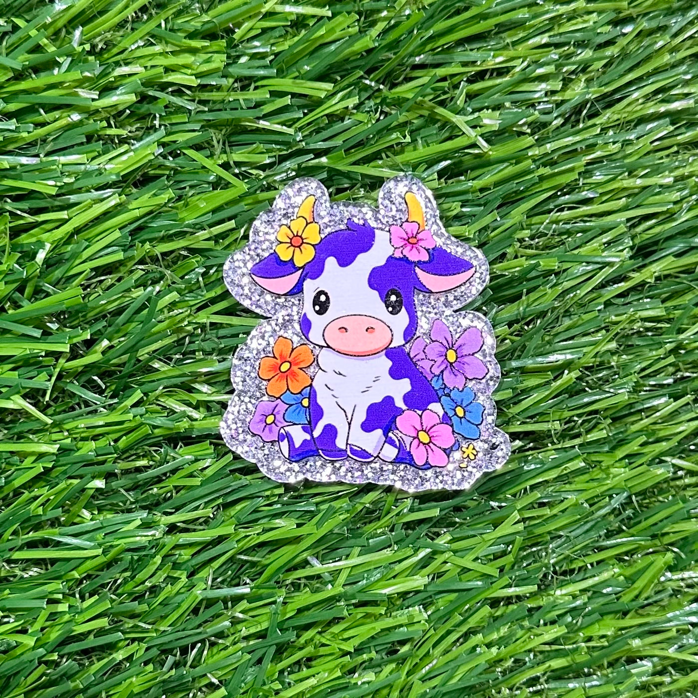 Buy flower-cow-purple Flat Back Acrylics