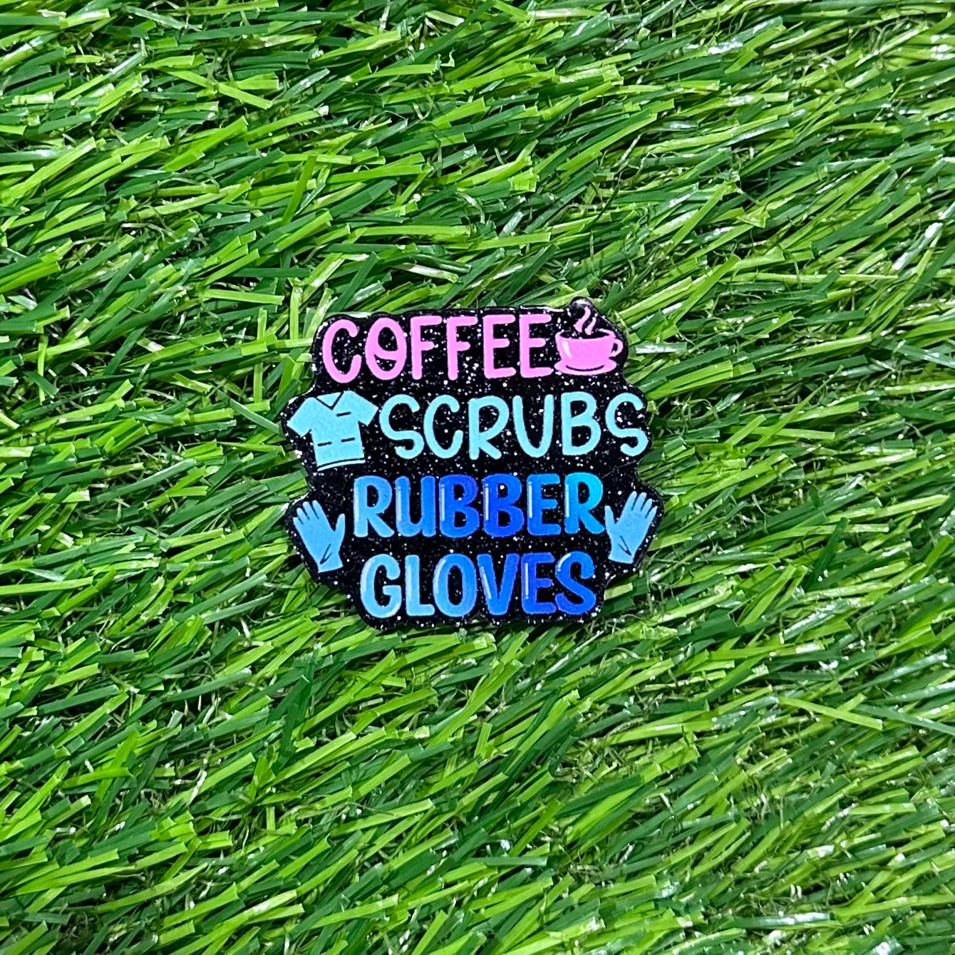 Buy coffee-scrubs-and-rubber-gloves-black Flat Back Acrylics